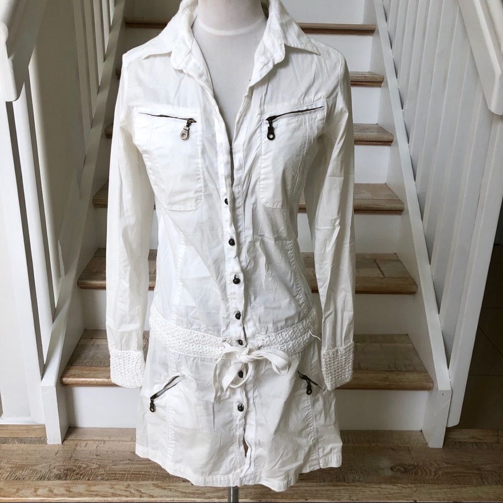 Napapijri white cotton utility jacket. Size S